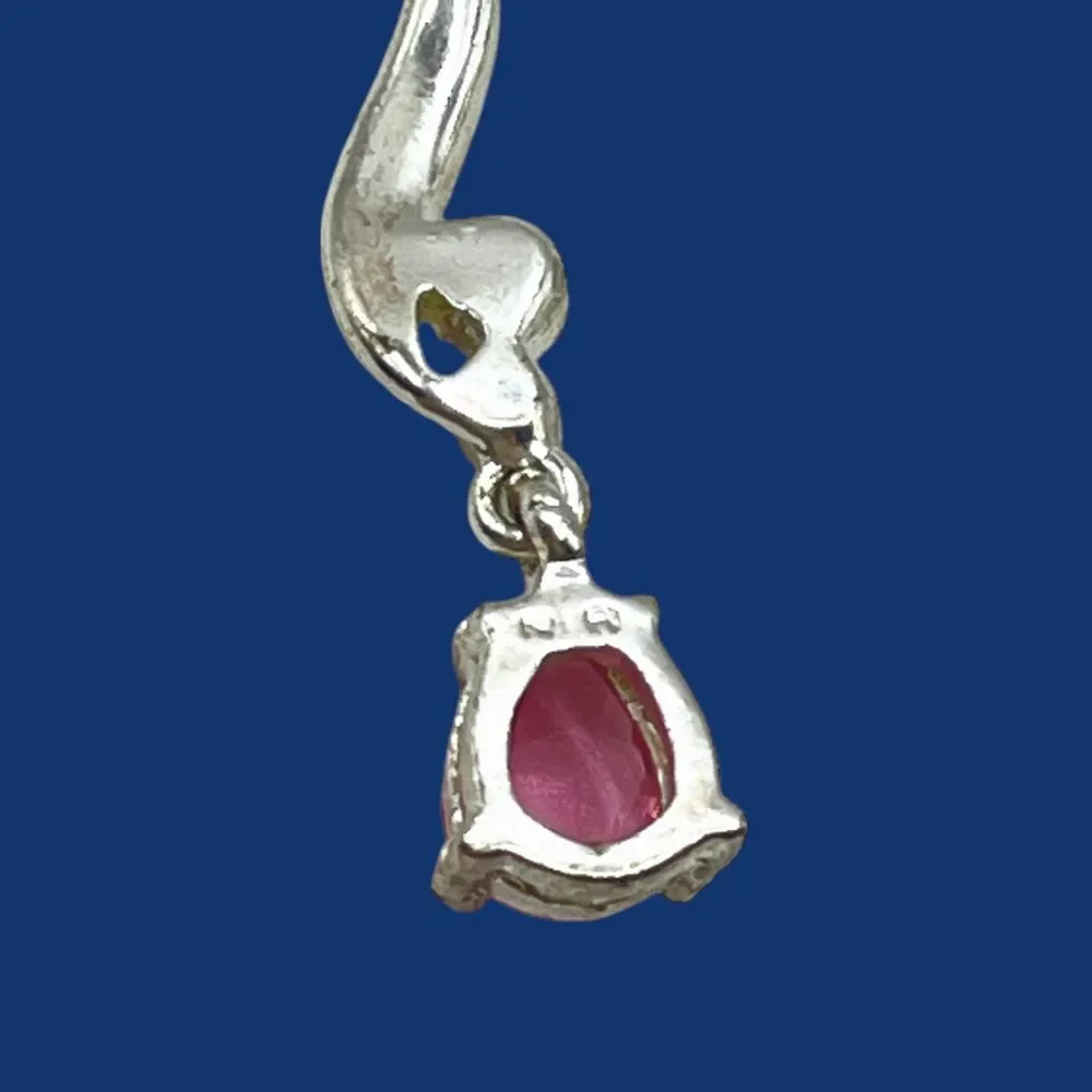 Nina Ricci NR Necklace Pink Pear Rhinestone Silver Tone Y Drop Feminine 20
